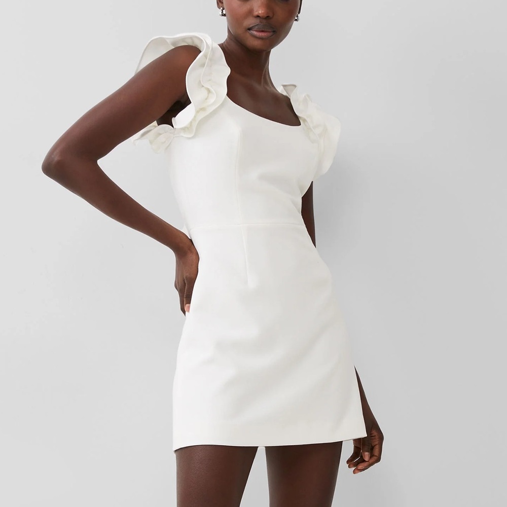 DO + BE White Ruffle Sleeve Mini Dress